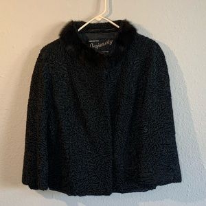 Vintage Lamb Coat with Mink Collar